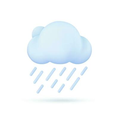 3D weather forecast icons white clouds in the rainy season with strong winds and rain