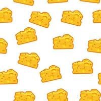 Seamless pattern with a slice of cheese on a white background. Cheese background vector
