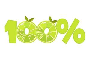 Lime texture text 100 percent. Vector icon with lime for advertising, banner, leaflet or polygraphy.