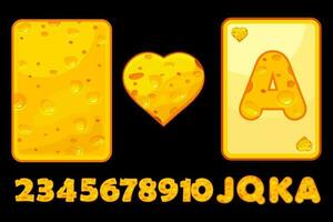 Cheesy set for creating playing cards for a mobile game. Heart suit vector