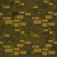 Seamless Texture stone with grass on ground. vector