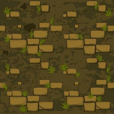Seamless Texture stone with grass on ground.