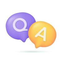 3d text box. Speech bubble dialog dialogue. questions and answers vector