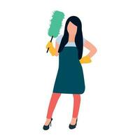 Flat icon design of girl dusting vector
