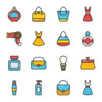 Flat Vector Icons Set Of Beauty and Fashion