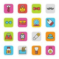 Flat Vector Icons Set Of Beauty and Fashion