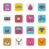 Beauty and Fashion Flat Icons Collection vector