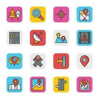 Flat Icons Set of Maps And Navigations vector