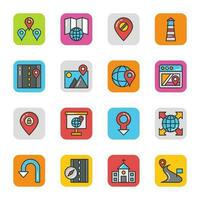 Flat Icons Set of Maps and Navigation vector