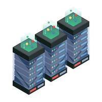 Modern of Server Racks Isometric Icon vector