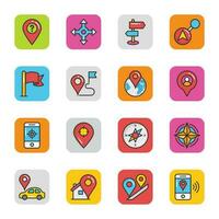 Maps and Navigation Coloured Flat Icons vector