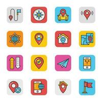 Maps and Navigation Flat Design Icons vector