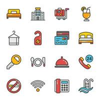 Flat Icons Set of Hotel and Travel vector