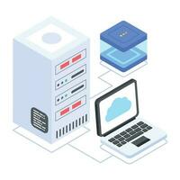 Modern of Server Racks Isometric Icon vector