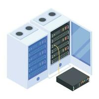 Modern of Server Racks Isometric Icon vector