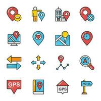 Flat Icons Set of Maps and Navigation vector