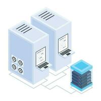 Modern of Server Racks Isometric Icon vector