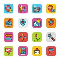 Flat Icons Set of Maps and Navigation vector