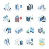 Set of Database Management Isometric Icons vector