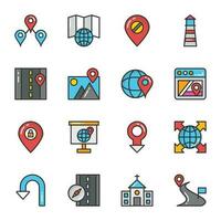 Flat Icons Set of Maps and Navigation vector