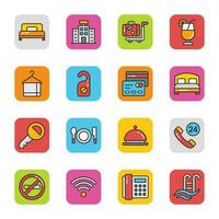 Flat Icons Set of Hotel and Travel vector