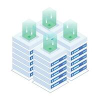 Modern of Server Racks Isometric Icon vector