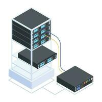 Modern of Server Racks Isometric Icon vector