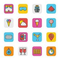 Hotel And Travel Flat Icons Set vector