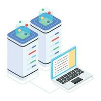 Modern of Server Racks Isometric Icon vector