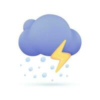 3D weather forecast icons Black cloud with thunder from a rainstorm. 3d illustration vector