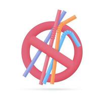 Plastic straws. Waste plastic reduction concept for the planet. 3d illustration vector