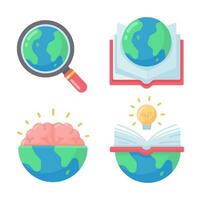 globe on book The concept of learning from reading books to develop knowledge. vector