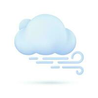 3D weather forecast icons white clouds in the rainy season with strong winds and rain vector