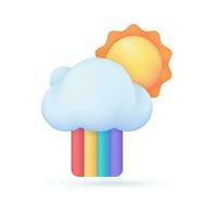 3D weather forecast icons clear sky after rain Beautiful rainbow. 3D illustration. vector