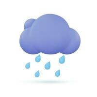 3D weather forecast icons Black cloud with thunder from a rainstorm. 3d illustration vector