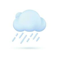 3D weather forecast icons white clouds in the rainy season with strong winds and rain vector