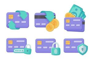 credit card with spending slip The concept of a cashless society 3d vector illustration