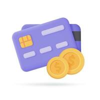 Credit card 3d icon. Online payment cashless society Secure payment by credit card. 3d illustration vector