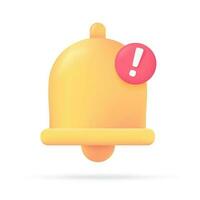 Notification bell 3D icon. event notification concept Important schedule. 3D illustration vector