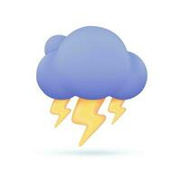 3D weather forecast icons Black cloud with thunder from a rainstorm. 3d illustration vector