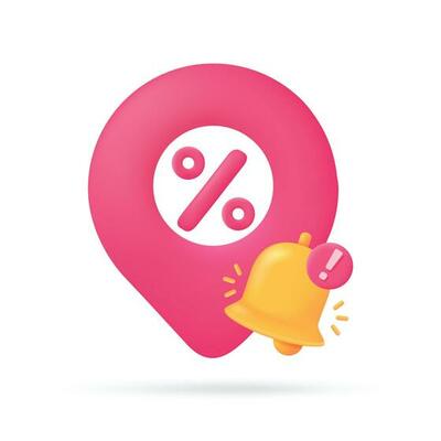 Location pins for discount coupons Product discount promotion. 3D illustration.