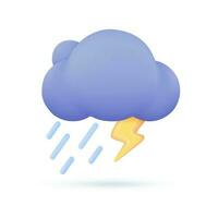 3D weather forecast icons Black cloud with thunder from a rainstorm. 3d illustration vector