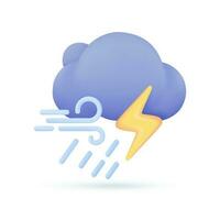 3D weather forecast icons Black cloud with thunder from a rainstorm. 3d illustration vector