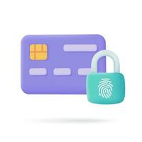 Credit card 3d icon. Online payment cashless society Secure payment by credit card. 3d illustration vector