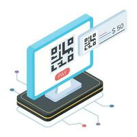 An isometric icon of qr payment vector