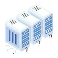 Modern of Server Racks Isometric Icon vector