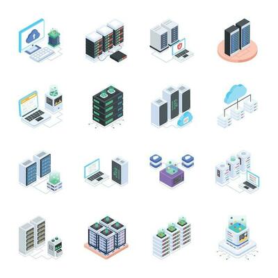 Set of Database Management Isometric Icons