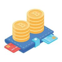 Trendy isometric icon of digital wallet vector