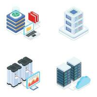Set of Database Management Isometric Icons vector