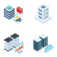 Set of Database Management Isometric Icons vector